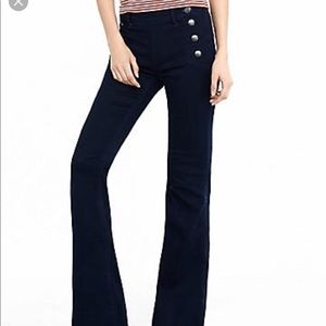 Express Mid-Rise Bell Flare Blue Jeans